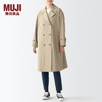 无印良品（無印良品 MUJI）女式 不易沾水 双排扣大衣 风衣 外套秋 浅米色 2A S（155/80A）
