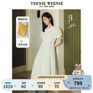 TEENIE WEENIE 小熊连衣裙女夏季法式泡泡袖气质短袖裙子