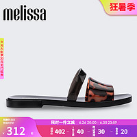 Melissa梅丽莎女款夏季时尚经典休闲外穿平底拖鞋33971 黑色/玳瑁色 36