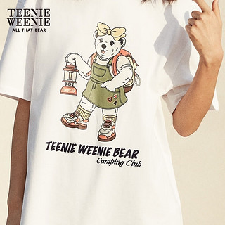 Teenie Weenie小熊夏季宽松圆领短袖T恤上衣女TW小熊 白色 160/S