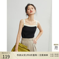 自巧小个子吊带背心针织衫女春秋感内搭外穿针织上衣 黑白拼接 XS