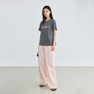 LILY/丽丽 撞色字母休闲T恤 女士短袖上衣 XL