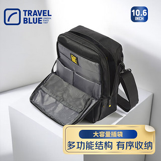 蓝旅（TRAVEL BLUE）单肩包男士背包 休闲斜挎商务时尚男包小包防泼水 10.6寸黑色