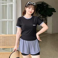 巧丂大码泳衣女士泡温泉遮肉肚子分体性感显瘦泳装非裙式胖妹妹 黑色大码泳衣分【100斤-160斤】