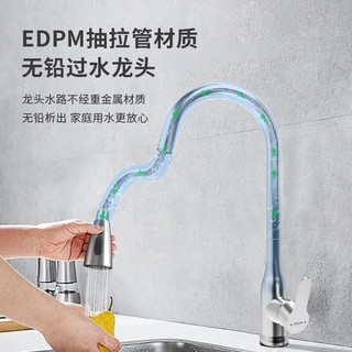 箭牌（ARROW） 厨房抽拉式水龙头304不锈钢冷热双控家用多功能洗菜盆洗碗池水槽龙头万向可旋转 A款-三功能出水不锈钢抽拉龙头