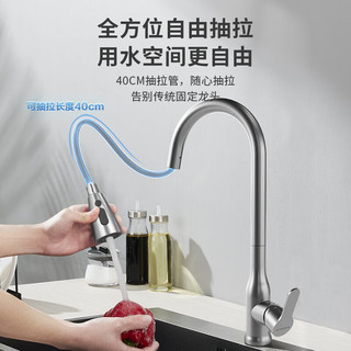箭牌（ARROW） 厨房抽拉式水龙头304不锈钢冷热双控家用多功能洗菜盆洗碗池水槽龙头万向可旋转 A款-三功能出水不锈钢抽拉龙头