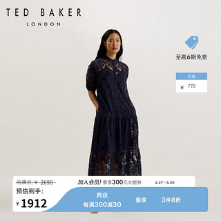 Ted Baker2024春夏女士泡泡袖蕾丝衬衫连衣裙276253A 深蓝色 4