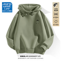 JEANSWEST LIFE真维斯连帽卫衣男春秋重磅潮流外套休闲绿色盆栽学生宽松百搭上衣