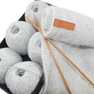 帝诺羊绒围巾线羊绒线织围巾毛线手工diy材料包织毛线团粗羊毛线 12孔雀蓝 1盒 （6两/6团）