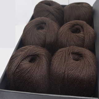 帝诺羊绒围巾线羊绒线织围巾毛线手工diy材料包织毛线团粗羊毛线 35咖啡色 1盒 （6两/6团）