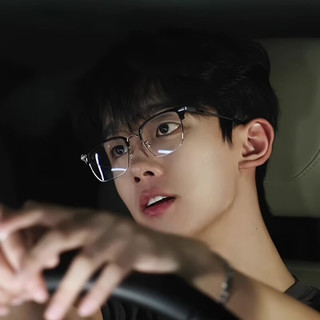 予君不同 半框近视眼镜架 黑银框 防蓝光树脂镜片 1.61折射率