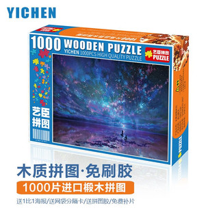 艺臣玩具 （YICHEN TOYS）成人1000片木质拼图智力创意减压治愈玩具男女星空装饰画 星空海洋1000片木质分区配图纸
