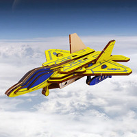 玩控（wan kong）玩控 3d木质拼插立体拼图飞机模型木制模型手工diy F-22猛禽