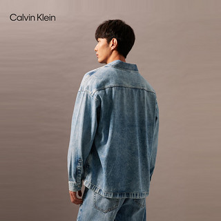 Calvin Klein Jeans24早秋男士复古ck工装风布标贴袋牛仔夹克外套J326068 1AA-牛仔浅蓝 S