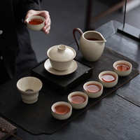 茶沿米黄汝窑茶具套装陶瓷泡茶壶茶杯家用客厅办公室小型轻奢高档整套
