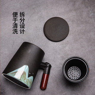 爱奢尔毕业纪念品实用茶杯茶水分离杯陶瓷茶具套装父亲节 万里江山陶瓷办公杯【白色】