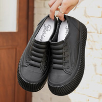 漠尼戈2024短筒雨鞋女款外穿时尚水鞋防水防滑胶鞋雨靴轻便水鞋 单雨鞋-黑色 37