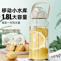 欣美雅（xinmeiya）tritan运动水杯男女士大容量吨桶夏季耐高温吸管塑料水壶 白色【tritan材质】 1800ml