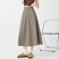 半身裙女2024夏季a字高腰中长款百搭大摆薄款山本半截裙