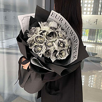 花姿上品黑骑士玫瑰花束送女友生日礼物同城花店配送