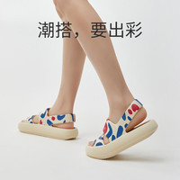 优调优调厚底凉鞋女夏季软底踩屎感运动外穿休闲罗马平底沙滩鞋海边