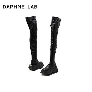 DAPHNE LAB方糖过膝靴联名款2023伦敦时装周MARRKNULL设计师联名秀款 黑色 35