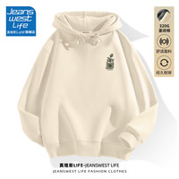 JEANSWEST LIFE真维斯连帽卫衣男春秋重磅潮流外套休闲绿色盆栽宽松百搭上衣 浅米/ZS小盆栽 L【120-140斤】