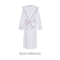 SILKY MIRACLE女士浴袍TREASURE棉镶真丝长款毛巾连帽居家服