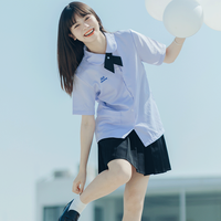 宝格妍jk制服套装泰国校服娜诺短袖泰式衬衫学院风班服女夏初高中毕业服 浅紫色短袖+短裙+领结 M
