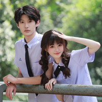 多菲尼森jk衬衫女泰国校服毕业班服男女校服制服jk衬衫短袖泰式小水学院风 泰式jk女衬衫短袖+黑色十字结 M