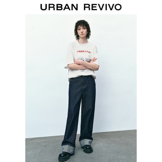 URBAN REVIVO 女士时尚创意撞色趣味图案印花T恤 UWU440119 本白 L