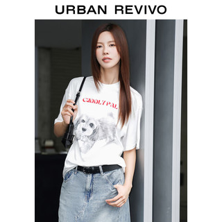 URBAN REVIVO 女士时尚创意撞色趣味图案印花T恤 UWU440119 本白 L