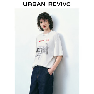 URBAN REVIVO 女士时尚创意撞色趣味图案印花T恤 UWU440119 本白 L