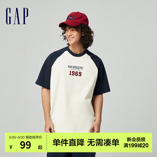 Gap 盖璞 男女撞色纯棉短袖T恤 885838 蓝白撞色 XXL