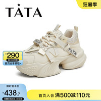 他她(TATA)2024秋时尚休闲女款老爹鞋新款3FX01CM4 黑/金 34
