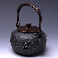 鶴壽堂日本铸铁砂铁壶 精品经典款小树亭老砂铁壶 纯手工无涂层日本南部老铁壶京都铁壶家用煮水茶