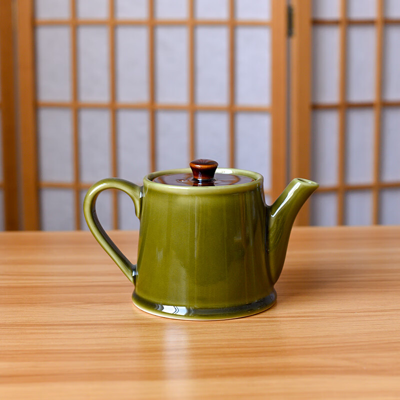 万古窑日本万古烧陶瓷茶壶大容量家用泡茶日式高档手工制作茶具 茶壶绿色500ml
