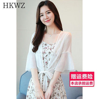 HKWZ搭配吊带裙子穿的外搭小披肩雪纺夏季短款外穿短外套薄款披风防晒 白色 M