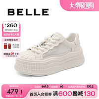 BeLLE 百丽 厚底增高休闲鞋女2024年秋季透气运动板鞋B2L2DCM4 白色 37