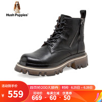 暇步士(Hush Puppies)马丁靴女士英伦厚底高帮休闲短靴N3M04DD2 黑色 37