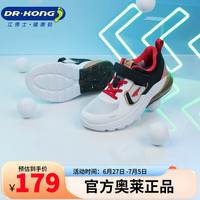 江博士(DR·KONG)春季男童魔术贴气垫鞋 大童拼色国货潮流儿童运动鞋 白/黑