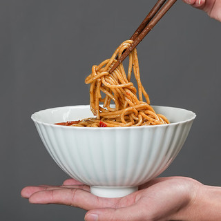 景德镇（jdz）景德镇官方陶瓷家用面碗高温白瓷影青雕刻餐具吃饭碗简约创意碗