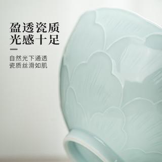 景德镇（jdz）景德镇陶瓷家用面碗高温白瓷影青雕刻餐具吃饭碗简约创意碗 国色天香面碗