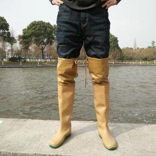 米杰佩(MIJIEPEI)雨鞋男女赶海水鞋超高筒下水雨靴耐磨水靴水田鞋防滑插秧靴钓鱼鞋 107中蓝【60厘米高】 45