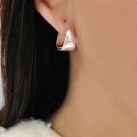 耳环耳圈耳坠999足银中老年人耳饰女士老人 百搭光面有厚度