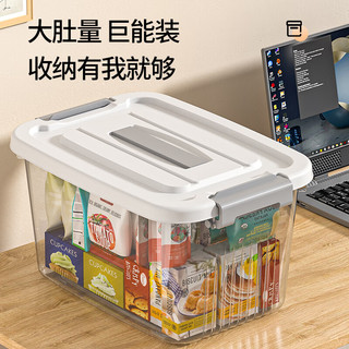 稻草熊透明收纳箱家用车载衣服物玩具户外汽车后背整理箱储物箱收纳盒子 透明白【34*25*18cm】 【单只装】