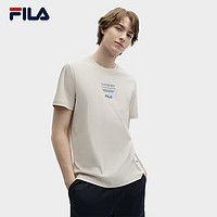 FILA 斐乐 官方男子针织短袖衫2024夏时尚休闲舒适纯棉满印T恤