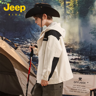 Jeep童装儿童冲锋衣2024春季新款男中大童防风运动百搭女童休闲外套