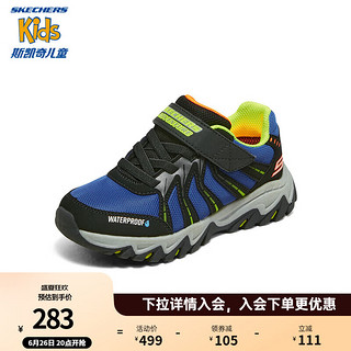 Skechers斯凯奇男大童运动鞋强抓地防水户外休闲鞋儿童鞋406392L 黑色/蓝色/BKBL 27.5码