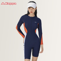 卡帕（Kappa）泳衣女连体长袖五分女士游泳衣保守遮肉显瘦游泳馆温泉泳装 XL（体重56~61KG） 橙蓝色